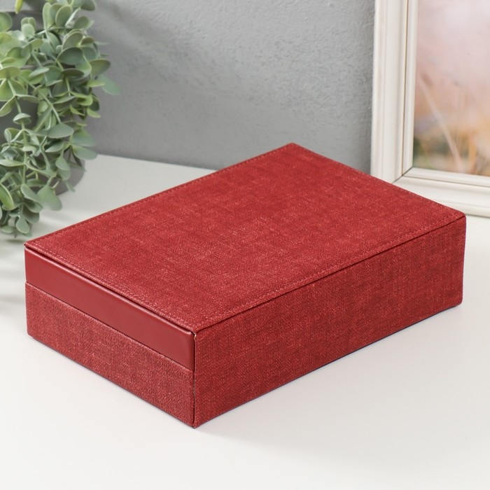Шкатулка кожзам для украшений  Шкатулка кожзам для украшений "Красная" комбинированная 26,7х18,5х7,5 см