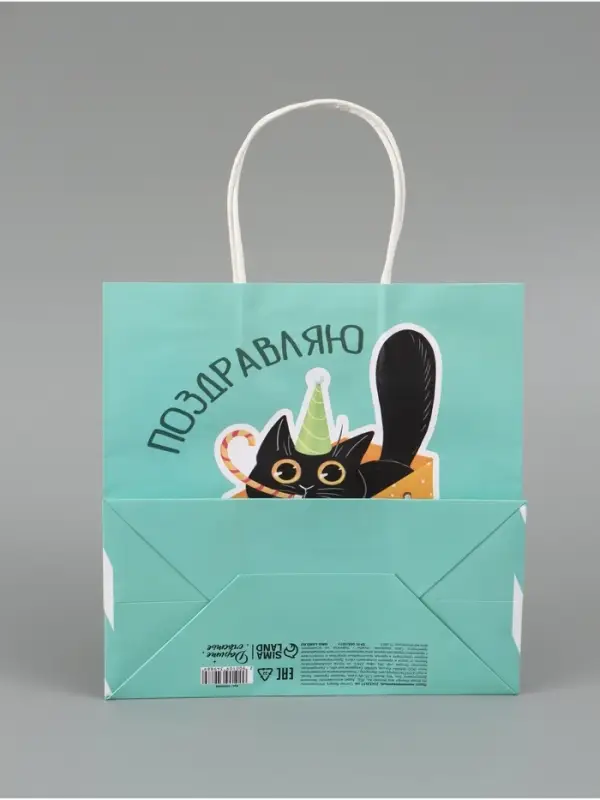 Пакет подарочный &laquo;Поздравляю&raquo;, 22 х 22 х 11 см