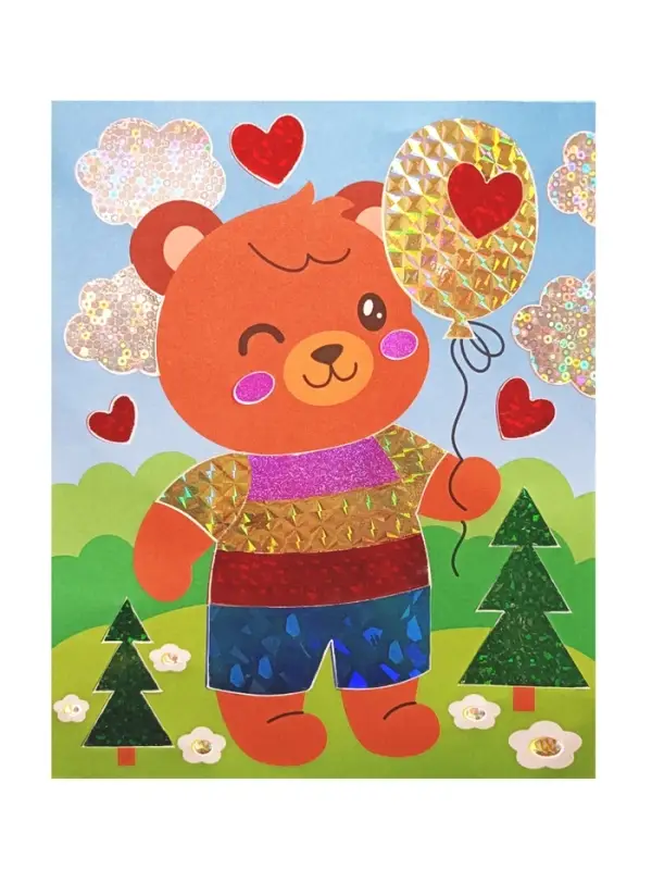 Набор для творчества. Аппликация фольгой "Медвежонок" размер 138х165 мм (конверт, 6 цв)