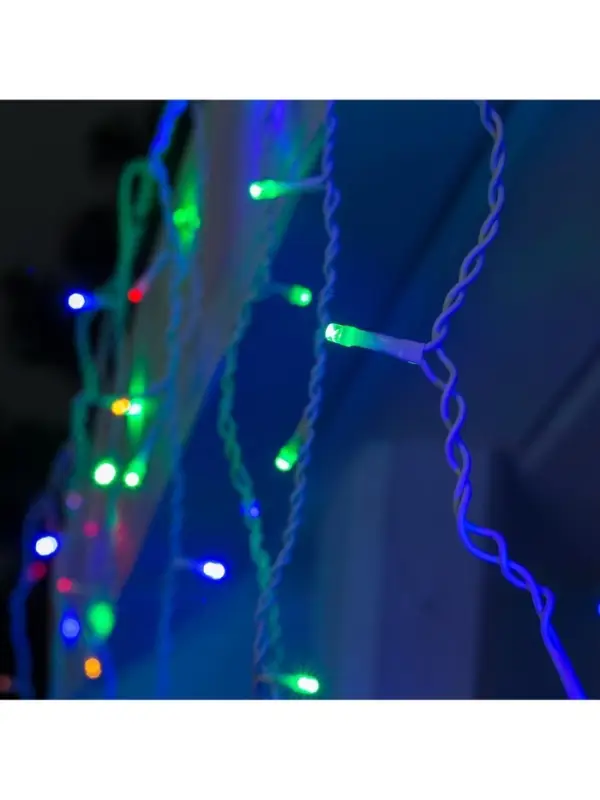 Гирлянда &laquo;Бахрома&raquo; 3&times;0.6 м, IP44, УМС, белая нить, 160 LED, свечение мульти, 220 В