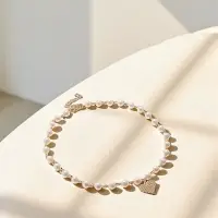 Колье с жемчугом &laquo;Сердце&raquo;, квадратное, шар №6, белое в золоте, L=40 см