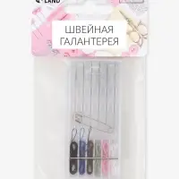 Швейный набор дорожный, 15 предметов, в пластиковом футляре, 7.5&times;3.5 см