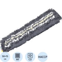 Насадка МОП плоский 50х15 см, хлопок+серая вискоза+микроф, карман AS3702