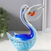 Сувенир стекло "Пеликан с рыбкой в клюве" под муранское стекло 7,5х14х17 см