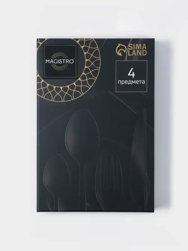 Столовые приборы Magistro &laquo;Версаль&raquo;, 4 предмета, нержавеющая сталь, золотистые, чёрные