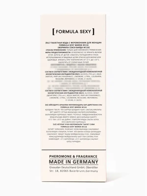 Туалетная вода женская с феромонами Formula Sexy collection Warda W116, 30 мл