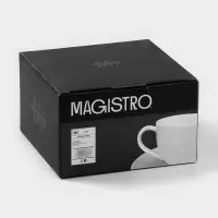 Чайный сервиз Magistro Mien, 2 персоны, 4 предмета: 2 чашки 200 мл, 2 блюдца d=16 см, фарфор, белый