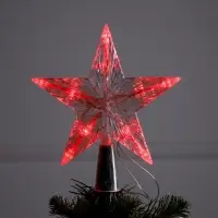 Светодиодная верхушка на ёлку &laquo;Звезда белая&raquo;, 16 см, 10 LED, от батареек ААх2, фиксинг, свечение красное