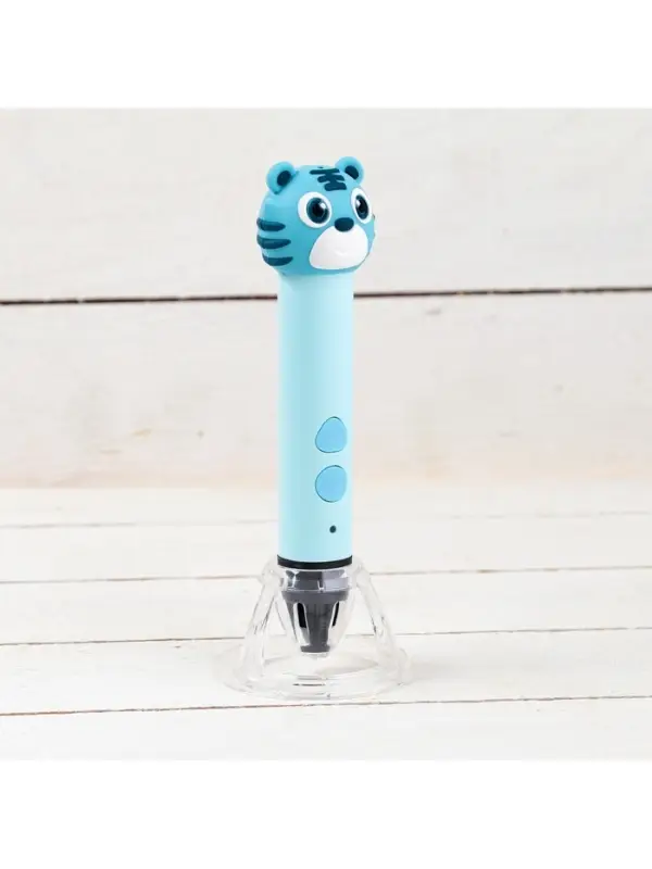 3D ручка Тигрёнок, работа с пластиком PLA, USB кабель питания, голубая