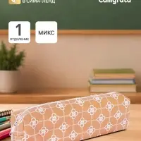 Пенал школьный на молнии &laquo;Клевер&raquo;, четырехлистный, МИКС