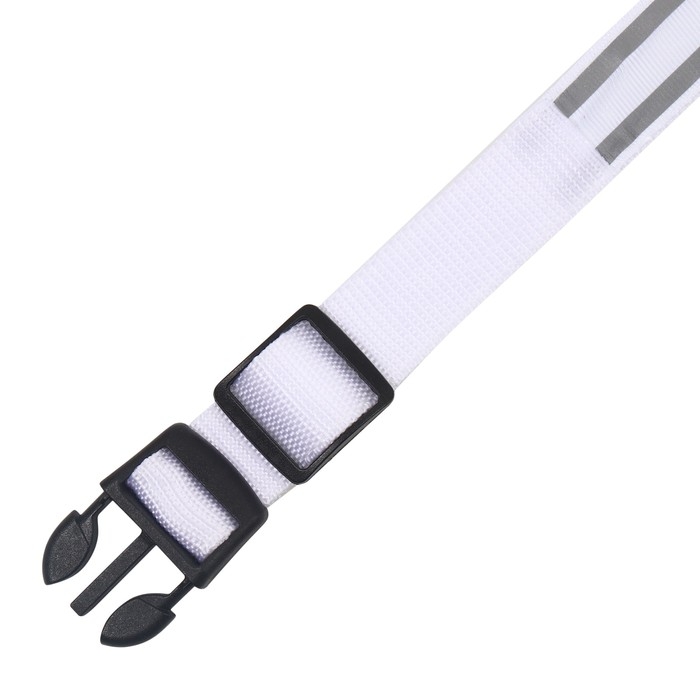 Ошейник с подсветкой Двойная полоса размер М, ОШ 40-48 х 2,5 см, 3 режима свечения белый Ошейник с подсветкой Двойная полоса размер М, ОШ 40-48 х 2,5 см, 3 режима свечения белый