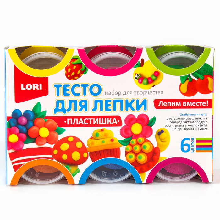 Тесто для лепки «Пластишка № 1», 6 цветов по 80 г Тесто для лепки «Пластишка № 1», 6 цветов по 80 г