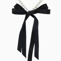 Бусы &laquo;Бантик&raquo;, жемчужины с завязкой, L= 40 см, черный, белый