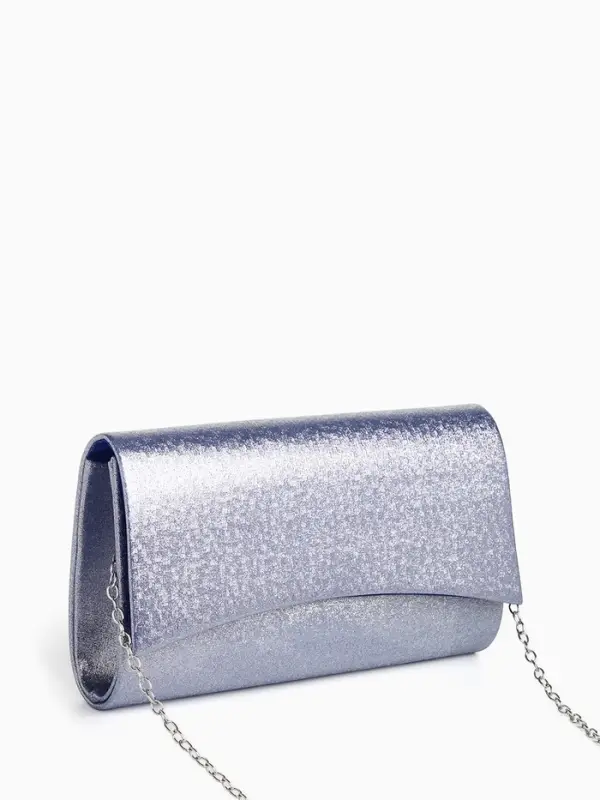 Сумка-клатч женская вечерняя на магните, на цепочке, мерцающая, синяя