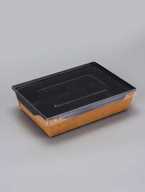 Контейнер с плоской крышкой, черный 1 л, 20 х 14 х 5,5 см