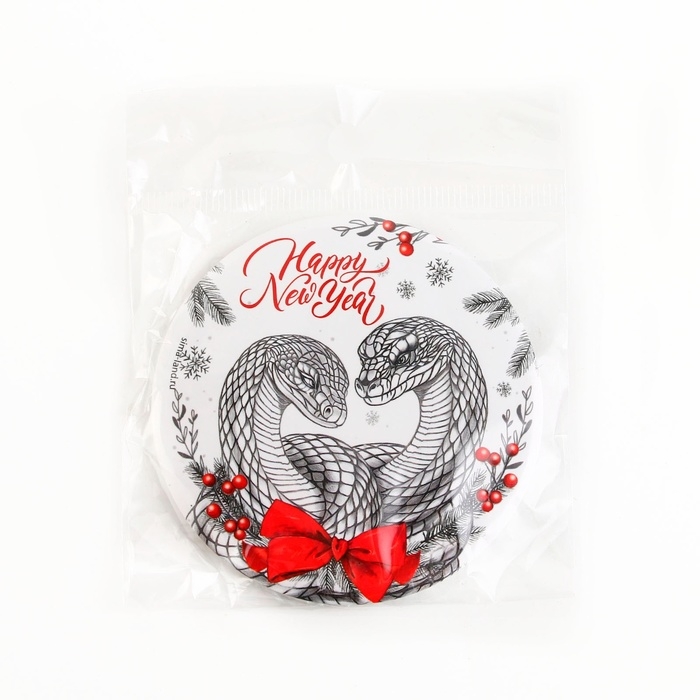 Зеркало карманное новогоднее «Новый год: Happy New Year», диам.7 см Зеркало карманное новогоднее «Новый год: Happy New Year», диам.7 см