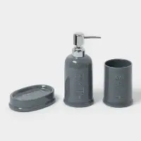 Аксессуары для ванной SAVANNA &laquo;Бэкки&raquo;, 3 предмета, мыльница, дозатор для мыла 400 мл, стакан, серо-голубые
