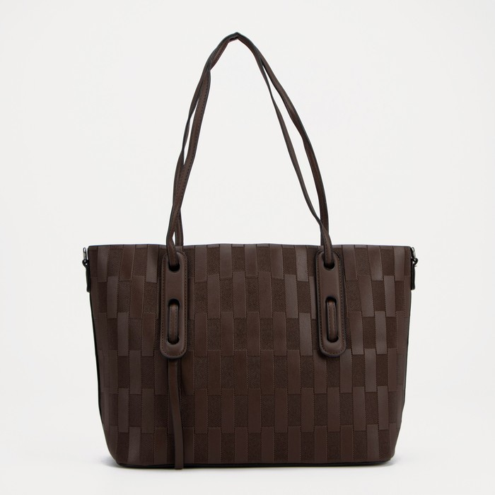 Сумка-шопер женская на молнии, цвет коричневый