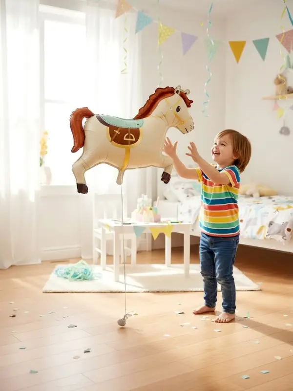 Воздушный шар фольгированный 28" "Лошадка", цвет белый