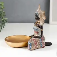 Фигурка - подставка для мелочей &laquo;Африканка в головном уборе-веер&raquo;, 18.5&times;20.5&times;13 см, МИКС