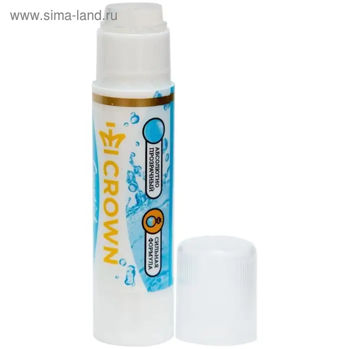 Клeй-карандаш 8 г PVP Crown, кристально-чистый