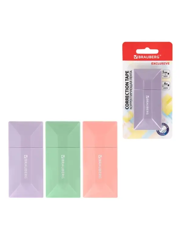 Корректор-лента 6 м&times;5 мм BRAUBERG EXCLUSIVE, МИКС