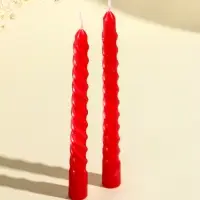 Свечи витые, 1.5&times;15 см, 2 шт., красный