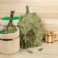 Веник для бани, дубовый, 55 см, с букетом из трав, &laquo;Добропаровъ&raquo;