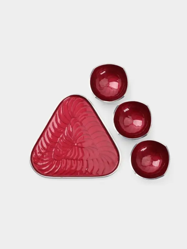 Менажница на подносе &laquo;Бэнкс&raquo;, набор 3 шт., 7&times;7&times;4 см, алюминий, красная