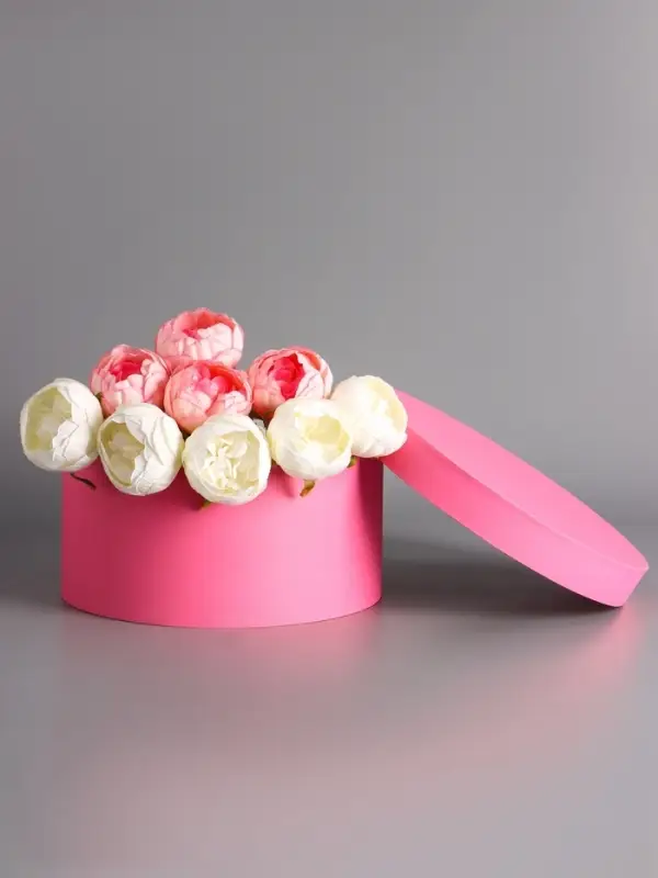 Подарочная круглая коробка, розовая, шляпная, 30&times;15 см