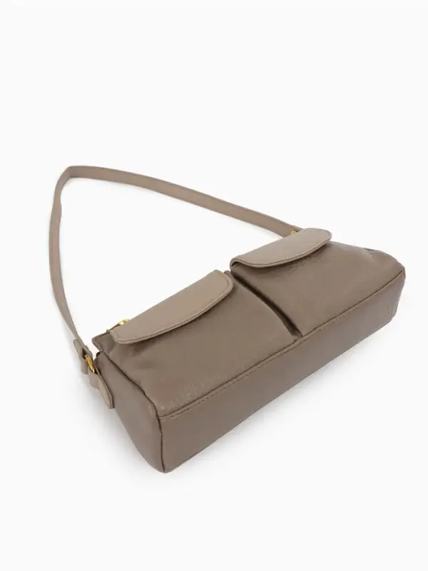 Сумка женская багет TEXTURA на молнии, 27&times;8&times;13 см, бежево-серая