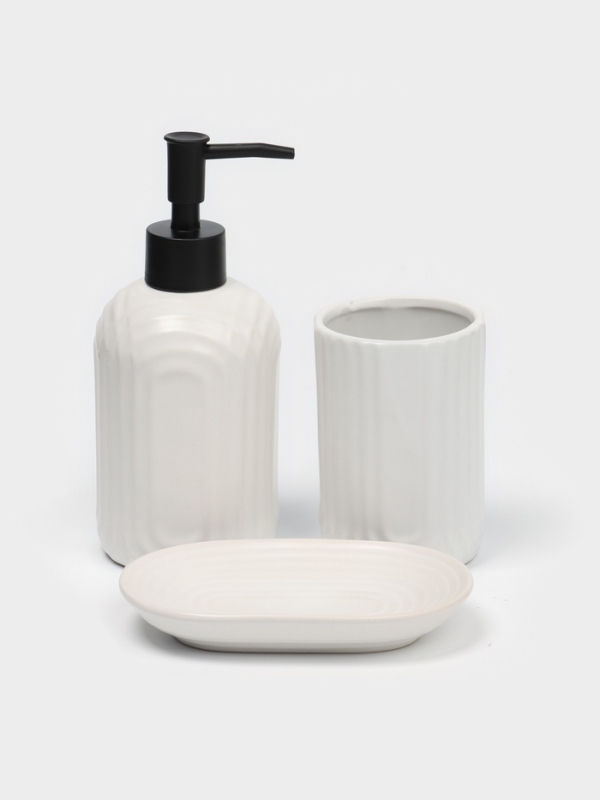 Набор для ванной Набор для ванной "Волна" 3 предмета (дозатор для мыла, стакан, мыльница)