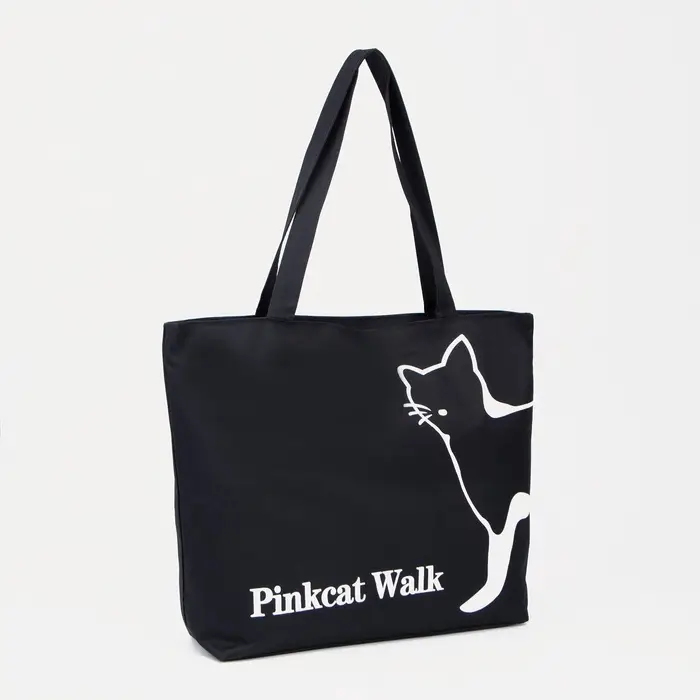 Сумка - шоппер, на молнии, с подкладкой, 42&times;9&times;32 см, с принтом, чёрная