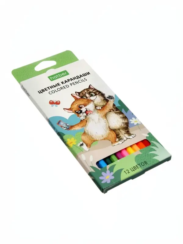 Карандаши 12цв, "ЭКО", Пэтс стори, Hatber, заточ, коробка, европодвес 66253