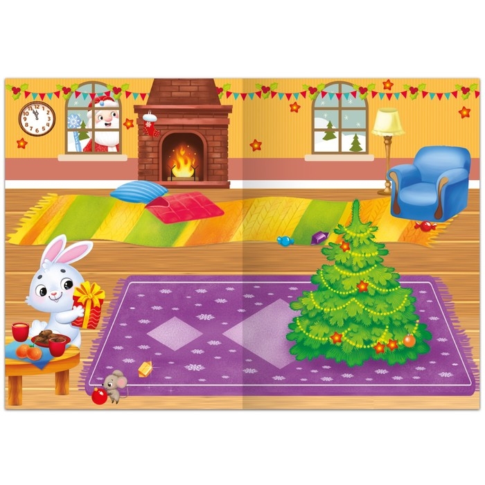 Книга с многоразовыми наклейками «Мои весёлые наклейки. Новогодние хлопоты. Зайчонок» Книга с многоразовыми наклейками «Мои весёлые наклейки. Новогодние хлопоты. Зайчонок»