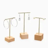 Подставка под серьги QF, Т-образная, набор 3 шт., 16, 13.5, 11.5 см, цвет золото