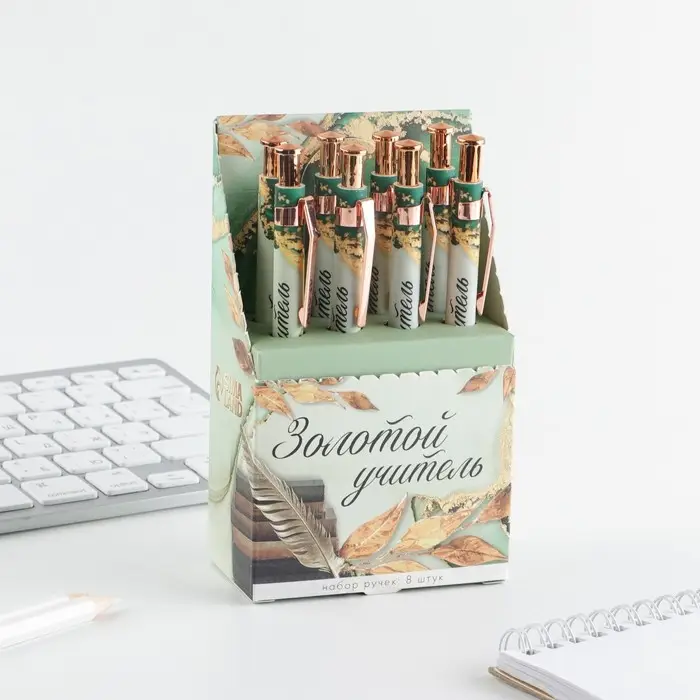 Ручка шариковая, синяя паста, 0.7 мм, пластик, автоматическая &laquo;Золотой учитель&raquo;