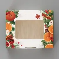 Коробка подарочная новогодняя, складная 10&times;8&times;3.5 см &laquo;Мандарины&raquo;