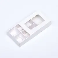 Коробка для конфет 6 штук, 8.7&times;5.8&times;2.5 см, Тонкие разделители, белый