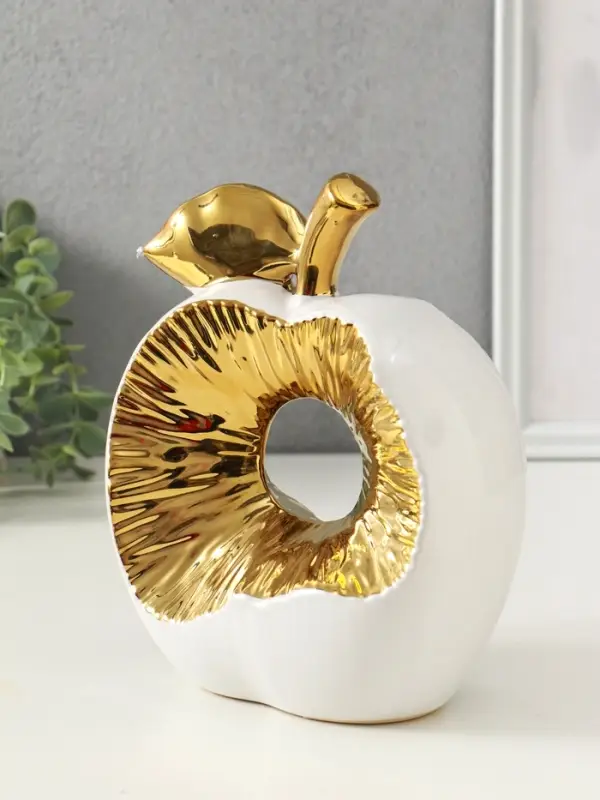Сувенир керамика Сувенир керамика "Срез яблока" белый с золотом 11х18х22 см