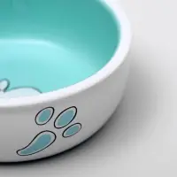 Миска для кроликов, 200 мл, 10&times;3.7 см, керамика, белая, зелёная