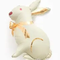 Воздушный шар фольгированный 27" &laquo;Белый кролик, золотой бант&raquo;