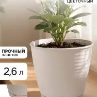 Горшок цветочный с поддоном Saffron, 2.6 л, d=17.6 см, h=16.2 см, пластиковый, бежевый