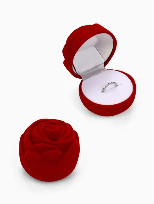 Футляр под кольцо, серьги &laquo;Роза&raquo;, бархатный, 6&times;5.5 см, красный