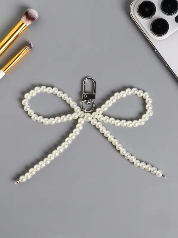 Брелок на карабине Брелок на карабине "Жемчужный бант" бусины d=0,8 см 9,5х11х1,6 см