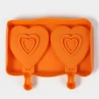 Форма для мороженого &laquo;Сердечко&raquo;, силикон, 19.5&times;14&times;2.5 см, 2 ячейки (8.4&times;9 см), МИКС