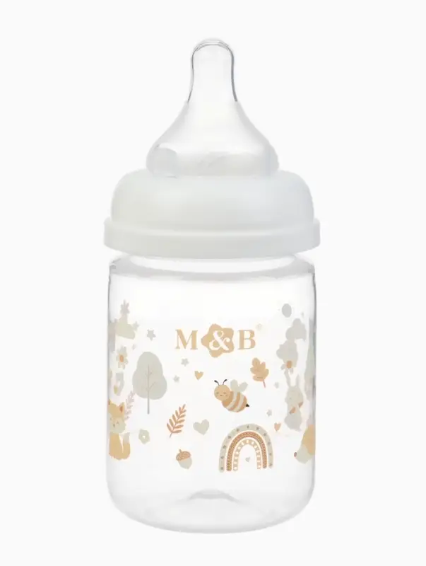 Бутылочка для кормления M&B, ШГ &Oslash;50 мм, +0мес., 180 мл., набор 2 шт. в кор.