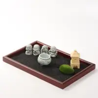 Сад камней &laquo;Четыре маленьких будды&raquo;, чёрный песок, 30&times;20&times;8 см