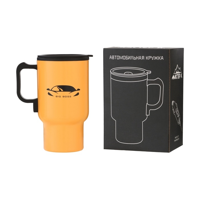 Термокружка, 450 мл, Автомобильная Термокружка, 450 мл, Автомобильная "BIG BOSS", сохраняет тепло 4 ч, 12 х 17 см