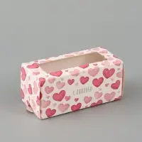 Коробка подарочная с окном &laquo;Сердца&raquo;, 12&times;5.5&times;5.5 см, самосборная